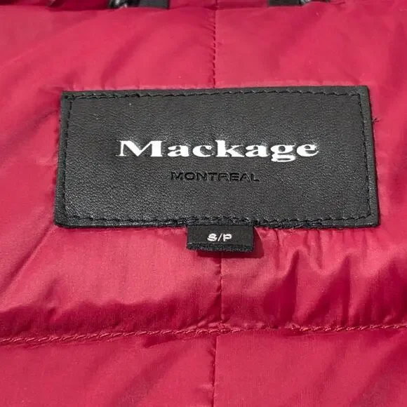 Mackage Queren convertible down puffer coat vest leather trim - red - small - Picture 6 of 16